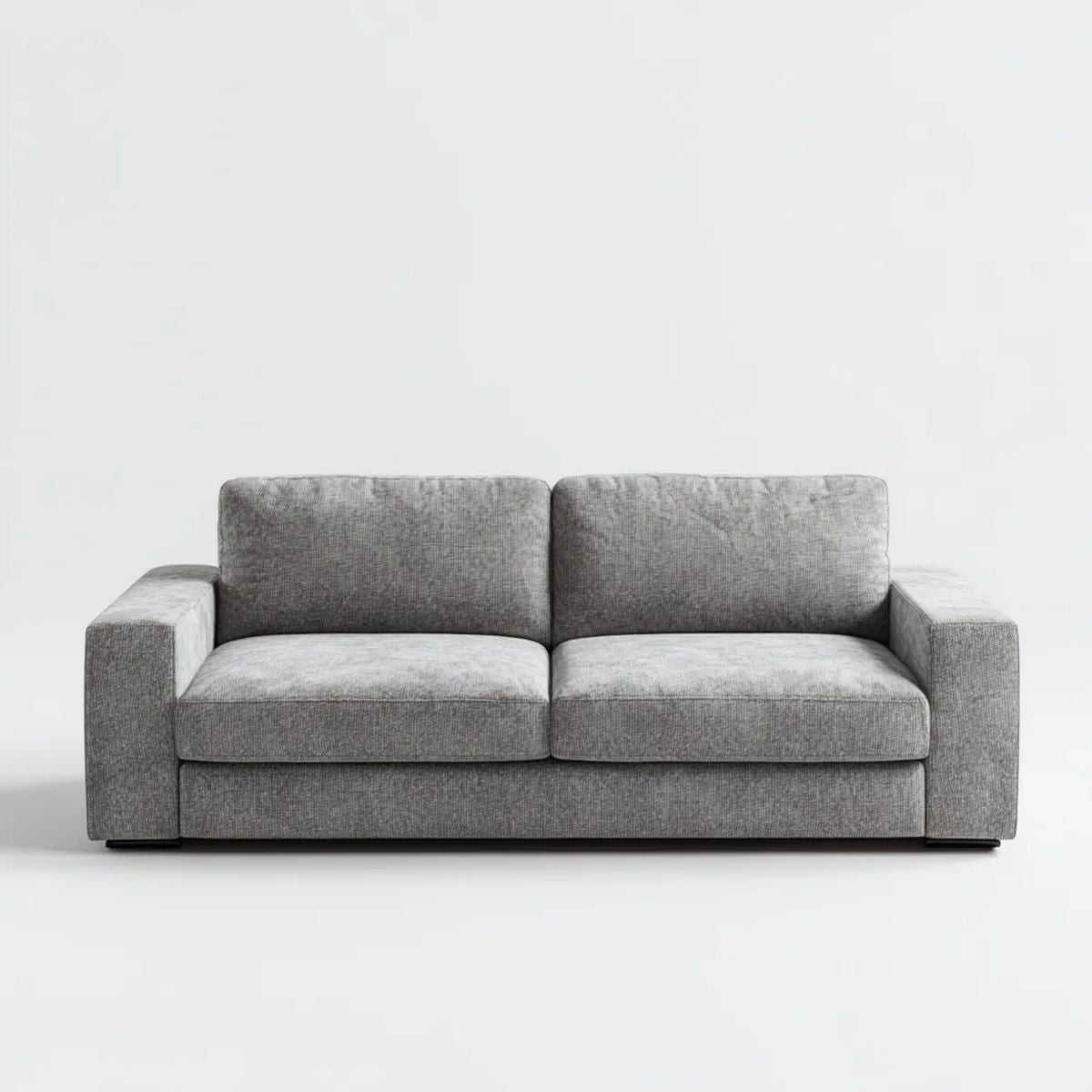 Szara sofa dwuosobowa z tapicerką poliestrową, 180 × 90 × 85 cm