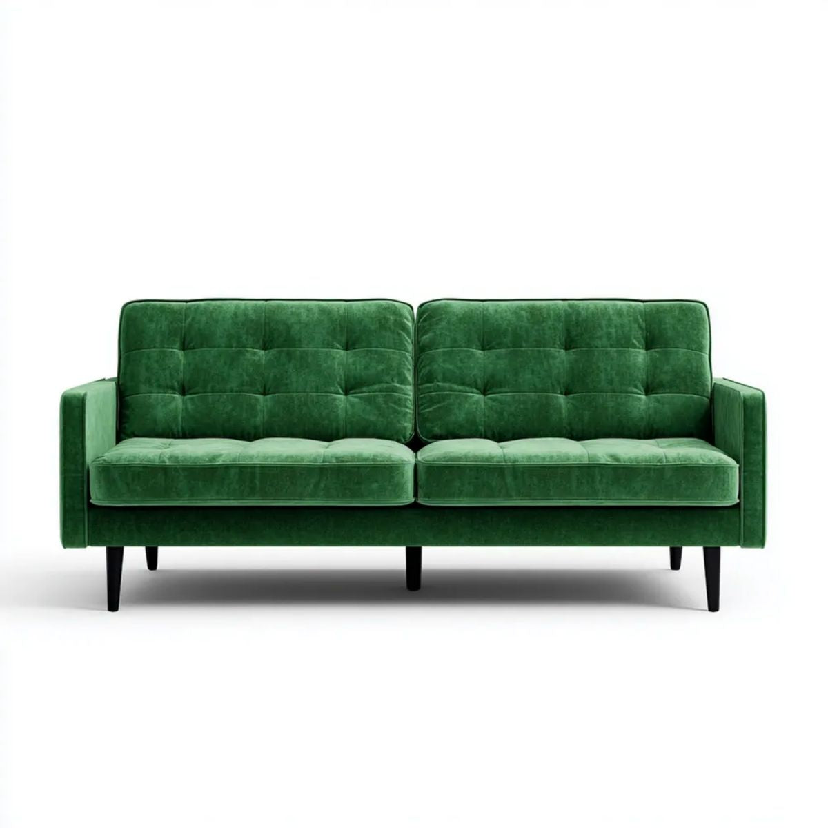 Trzyosobowa sofa zielona z tapicerką z aksamitu poliestrowego, 180 × 85 × 84 cm