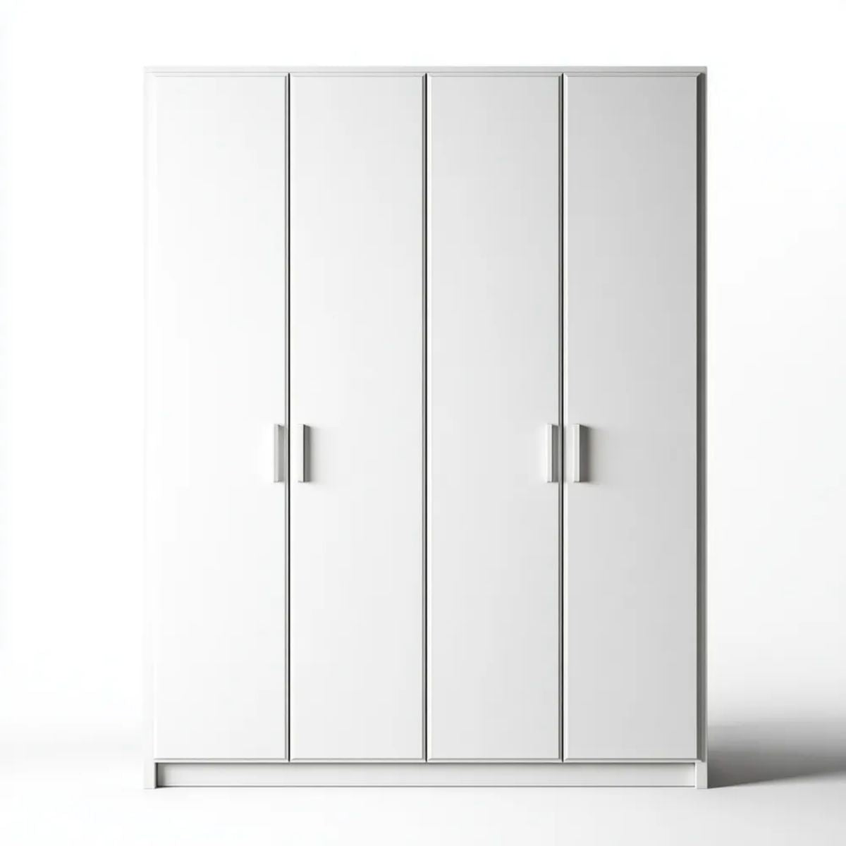 Biała 4-drzwiowa szafa ubraniowa z płyty wiórowej laminowanej, 200 × 60 × 200 cm