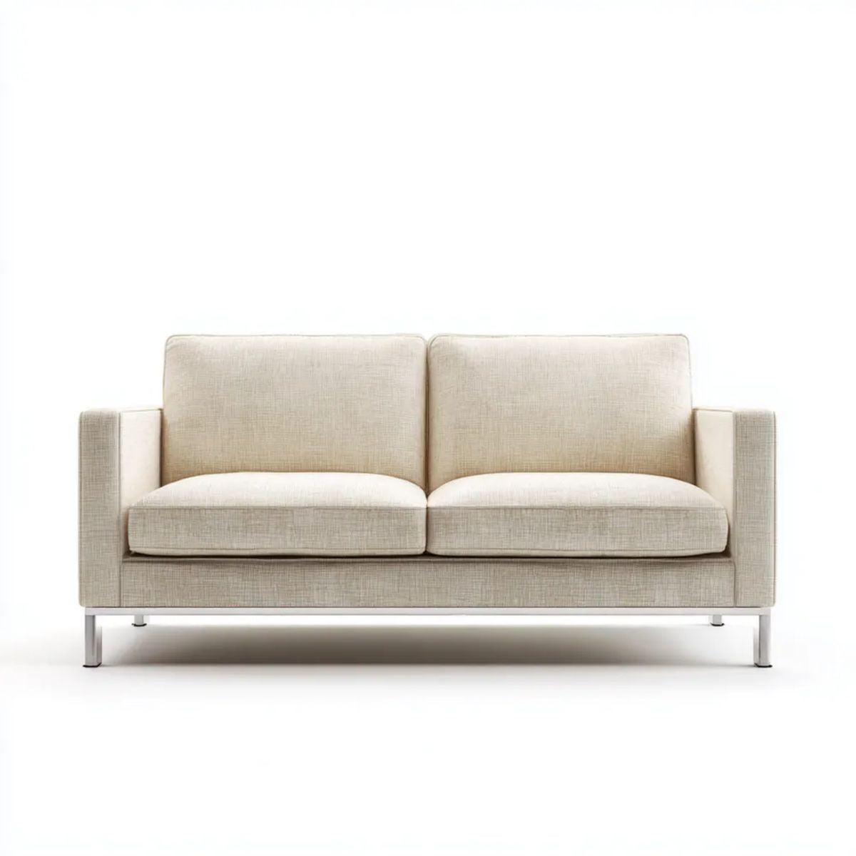 Dwuosobowa sofa beżowa z tapicerką poliestrową, 160 x 85 x 85 cm