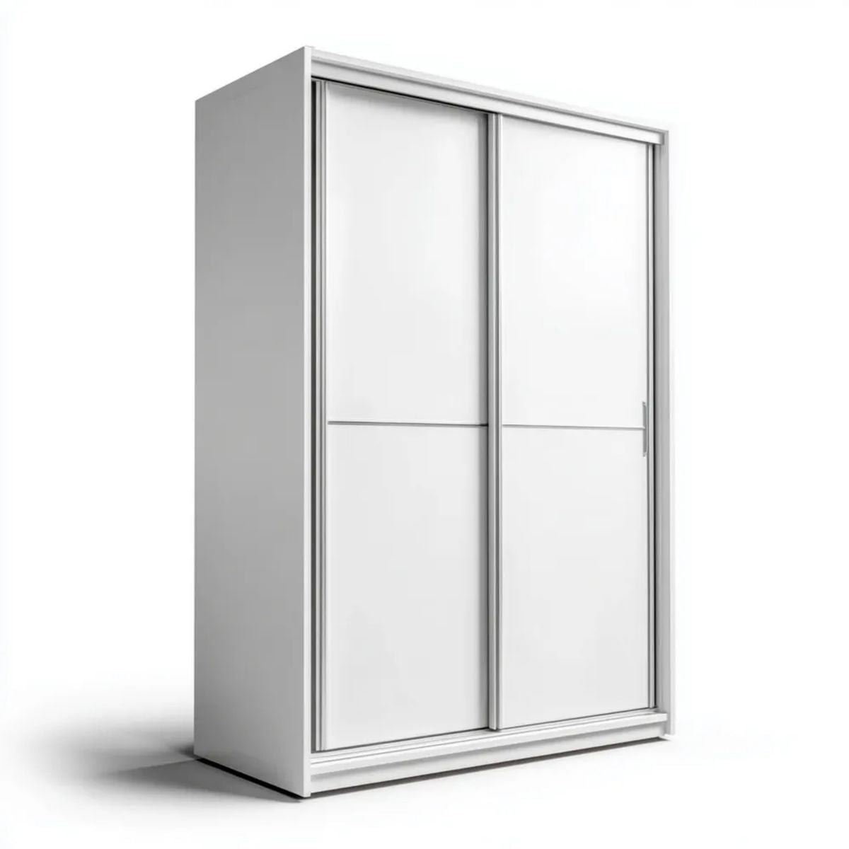 Biała dwudrzwiowa szafa przesuwna z płyty wiórowej laminowanej 120 × 60 × 200 cm