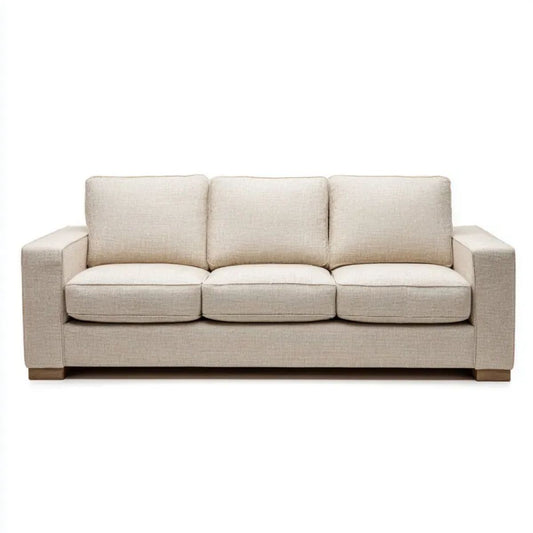 Trzyosobowa sofa z tkaniny beżowo-brązowa 220 x 90 x 85 cm