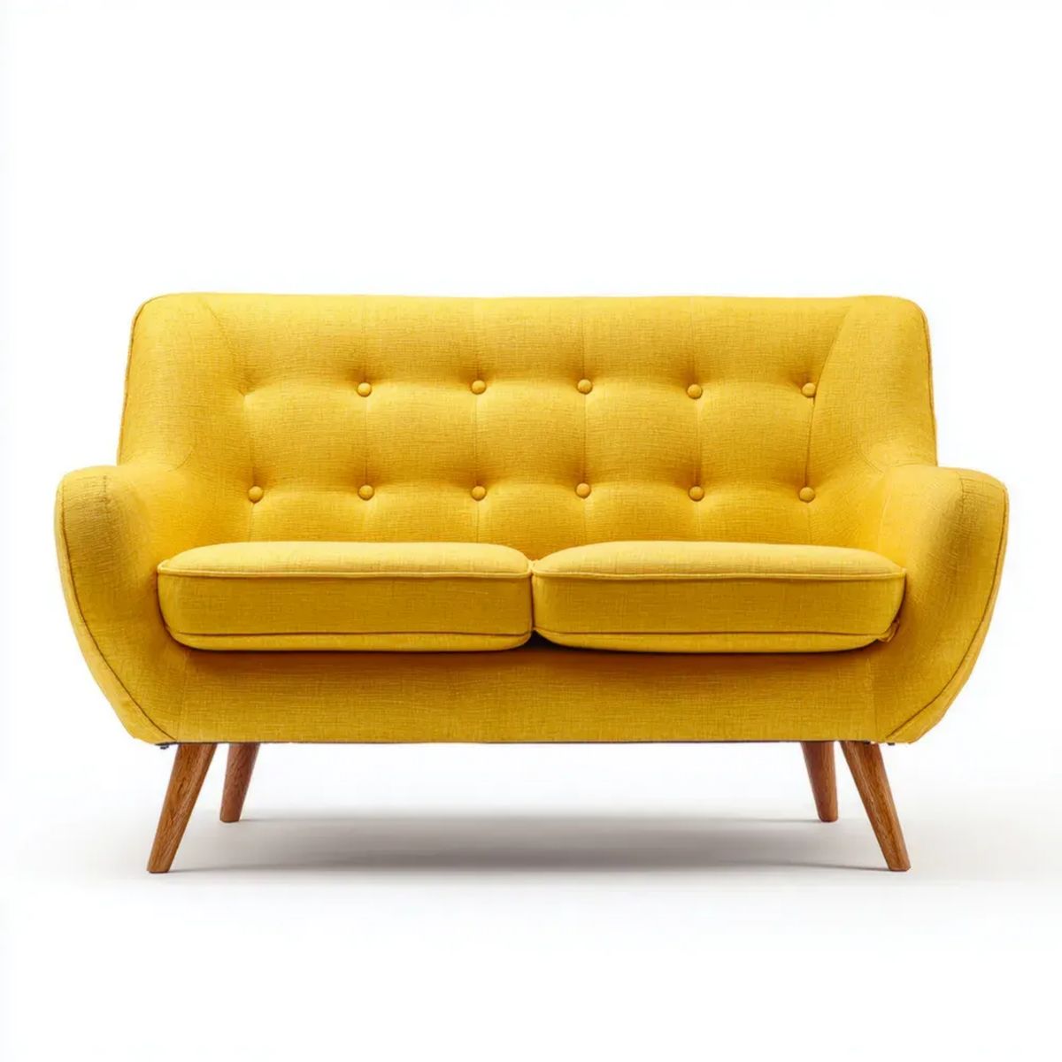 Dwuosobowa sofa musztardowa z tapicerką poliestrową 135 × 78 × 88 cm