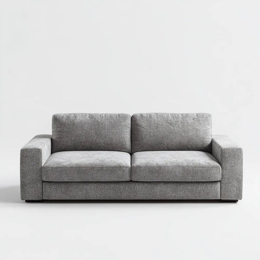 Szara sofa dwuosobowa z tapicerką poliestrową, 180 × 90 × 85 cm