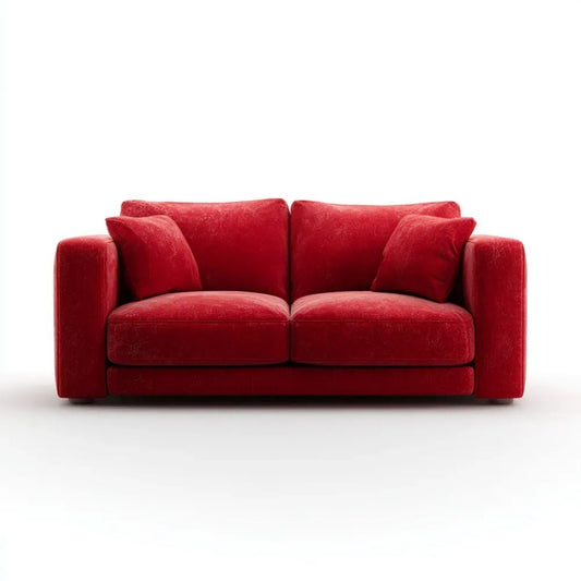 Dwuosobowa sofa z weluru poliestrowego, czerwona, 180 × 90 × 85 cm