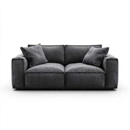 Grafitowa sofa dwuosobowa z tkaniny sztruksowej 180 × 95 × 85 cm