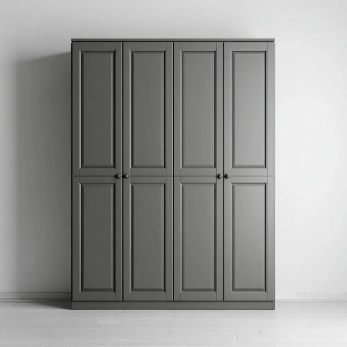 Grafitowa szafa czterodrzwiowa z MDF 200 × 60 × 220 cm
