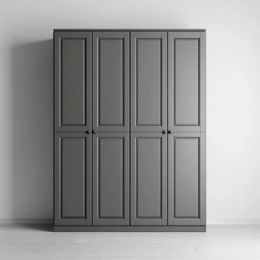 Grafitowa szafa czterodrzwiowa z MDF 200 × 60 × 220 cm