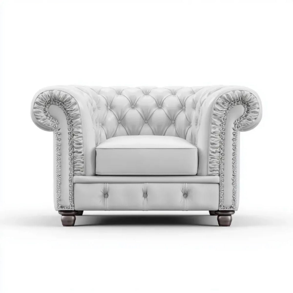 Fotel Chesterfield z białą tapicerką PU, 110 × 90 × 75 cm