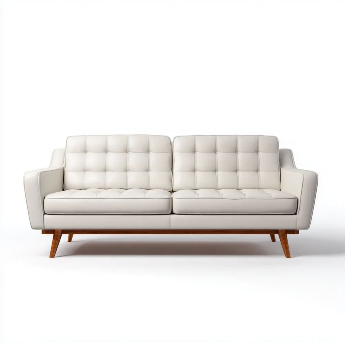 Sofa dwuosobowa kremowo-brązowa z tapicerką PU 180 x 85 x 88 cm