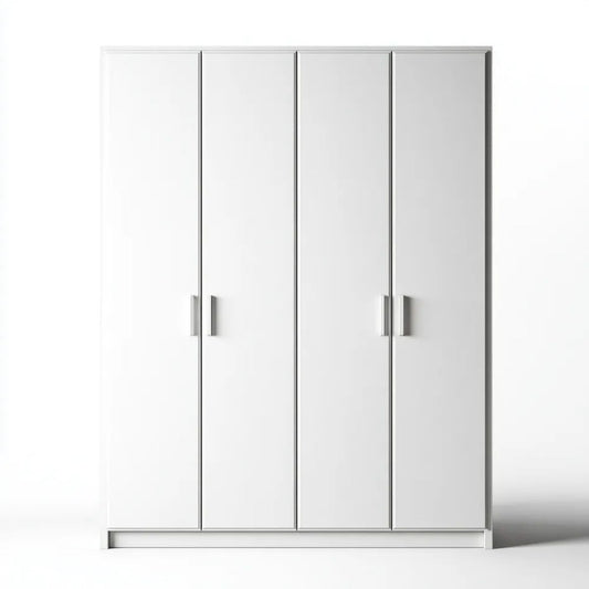 Biała 4-drzwiowa szafa ubraniowa z płyty wiórowej laminowanej, 200 × 60 × 200 cm