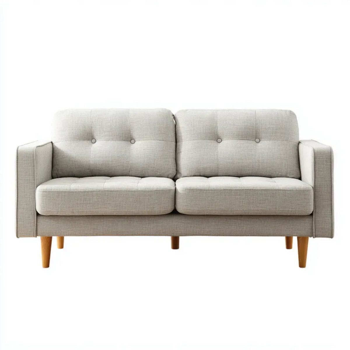 Dwuosobowa sofa z tkaniny jasnoszarej i litego drewna 140 x 78 x 82 cm