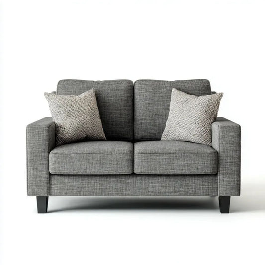 Szara sofa dwuosobowa z tapicerką poliestrową 160 x 90 x 85 cm