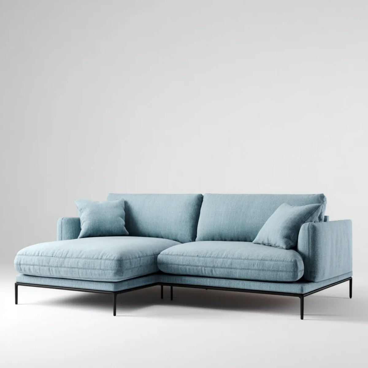 Sofa narożna 3-osobowa lewostronna jasnoniebieska z poliestru 270 x 165 x 85 cm w kształcie L