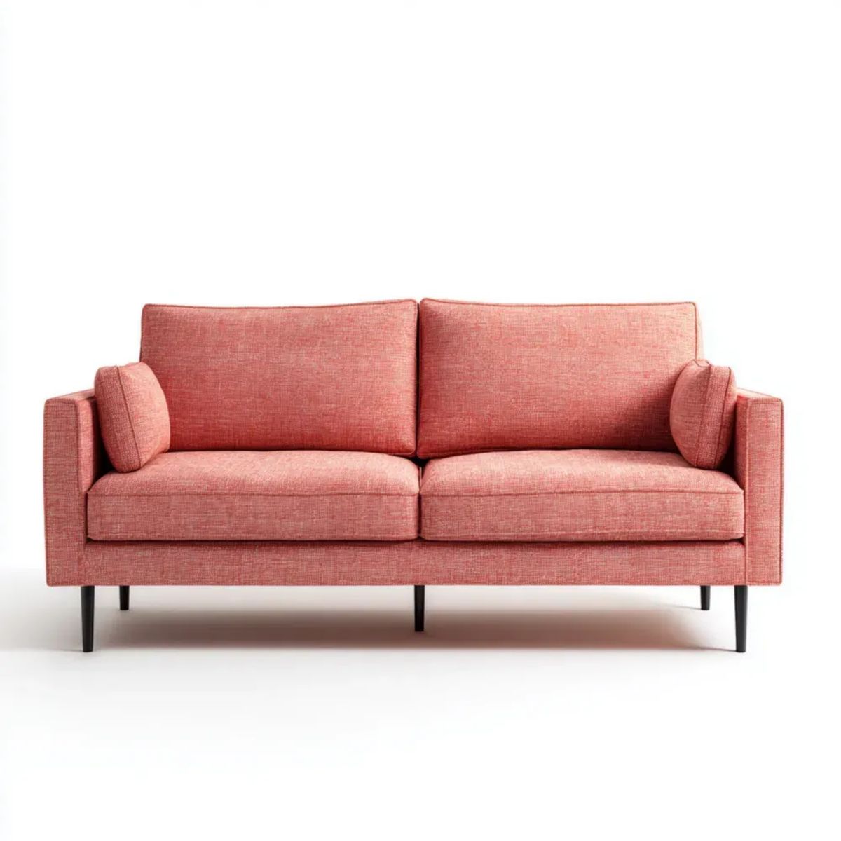 Trzyosobowa sofa różowa z tapicerką poliestrową, 198 x 84 x 85 cm