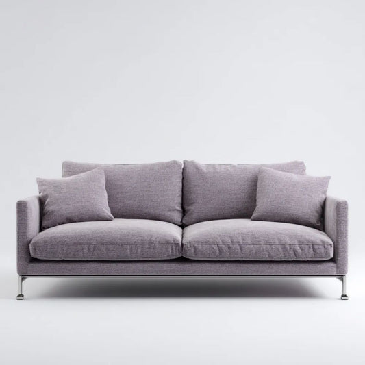 Sofa dwuosobowa szara ze srebrnymi nogami, tapicerka poliestrowa, 200 × 90 × 85 cm
